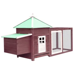 The Living Store Kokošnjak z gnezdom mocha 190x72x102 cm trden les jelke - Kokošnjak