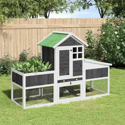 The Living Store Zaj?nik siv 170x63x113 cm trdna borovina - Zaj?nik