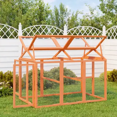 The Living Store Ograda za male živali rjava 141x94x104 cm trdna borovina - Ograda Za Živali