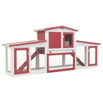 The Living Store Zunanji velik zaj?nik rde? in bel 204x45x85 cm les - Zaj?nik