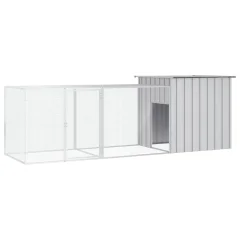 The Living Store Kokošnjak siv 300x91x100 cm pocinkano jeklo - Kletka Za Kokoši