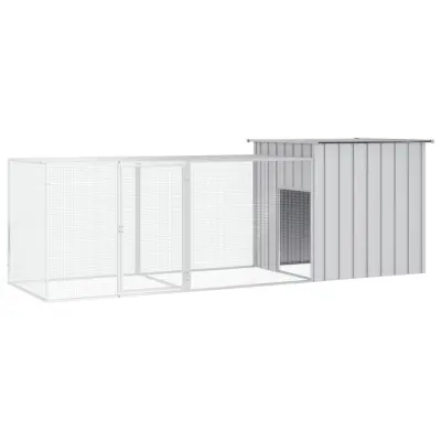 The Living Store Kokošnjak siv 300x91x100 cm pocinkano jeklo - Kletka Za Kokoši