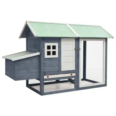 The Living Store Kokošnjak siv 170x81x110 cm iz trdne borovine in lesa jelke - Zaj?nik