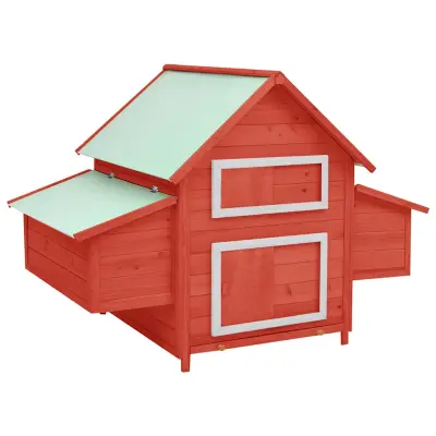 The Living Store Kokošnjak rde? in bel 150x96x110 cm trdna borovina - Kokošnjak