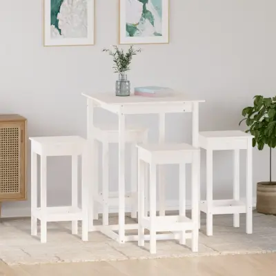 The Living Store Barska garnitura 5-delna bela trdna borovina - Barska Garnitura