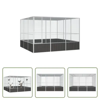 The Living Store Ptičja kletka antracit 302,5x324,5x211,5 cm pocinkano jeklo - Ptičja Kletka