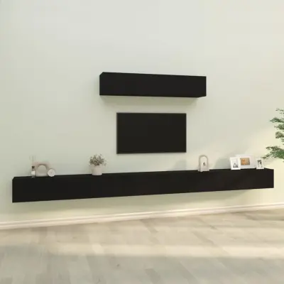 The Living Store Komplet TV omaric 6-delni ?rn inženirski les - Komplet TV Omaric