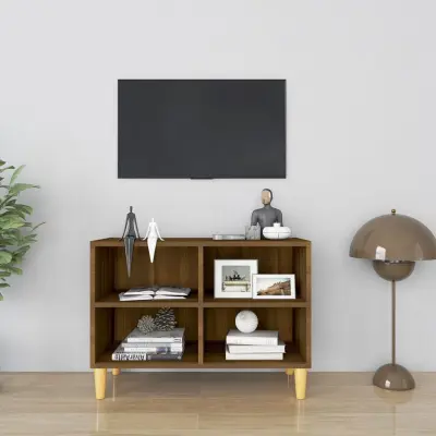 The Living Store TV omarica z lesenimi nogami rjavi hrast 69,5x30x50 cm - TV Omarica