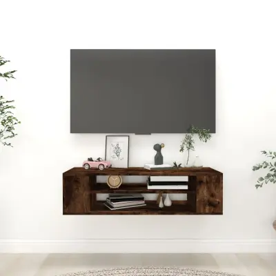 The Living Store Vise?a TV omarica dimljeni hrast 100x30x26,5 cm inženirski les - TV Omarica