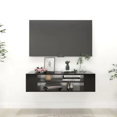 The Living Store Vise?a TV omarica ?rna 100x30x26,5 cm iverna ploš?a - TV Omarica