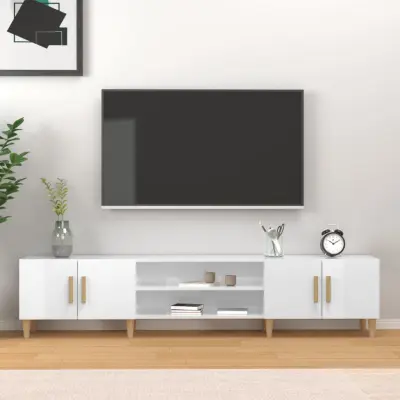The Living Store TV omarica visok sijaj bela 180x31,5x40 cm inženirski les - TV Omarica