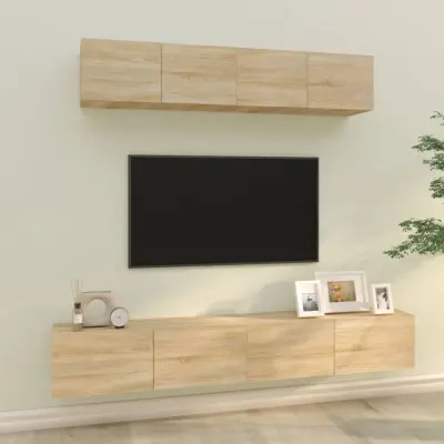 The Living Store Komplet TV omaric 4-delni sonoma hrast inženirski les - Komplet TV Omaric