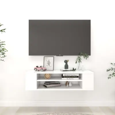 The Living Store Vise?a TV omarica bela 100x30x26,5 cm iverna ploš?a - TV Omarica