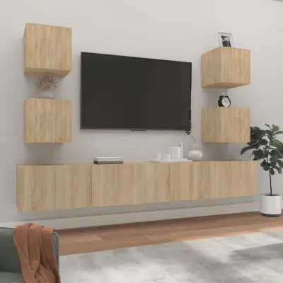 The Living Store Komplet TV omaric 6-delni sonoma hrast inženirski les - Komplet TV Omaric