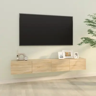 The Living Store TV omarica 2 kosa sonoma hrast 100x30x30 cm konstruiran les - Stenska TV Omarica