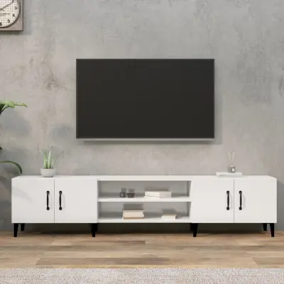The Living Store TV omarica visok sijaj bela 180x31,5x40 cm inženirski les - TV Omarica