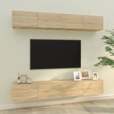 The Living Store Stenske TV omarice 4 kosi sonoma hrast 100x30x30 cm - Stenska TV Omarica
