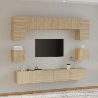 The Living Store Komplet TV omaric 8-delni sonoma hrast konstruiran les - Komplet TV Omaric