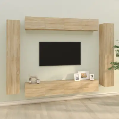 The Living Store Komplet TV omaric 8-delni sonoma hrast konstruiran les - Komplet TV Omaric