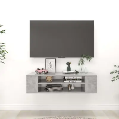 The Living Store Vise?a TV omarica betonsko siva 100x30x26,5 cm iverna ploš?a - TV Omarica