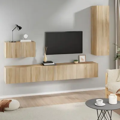 The Living Store Komplet TV omaric 4-delni sonoma hrast inženirski les - Komplet TV Omaric