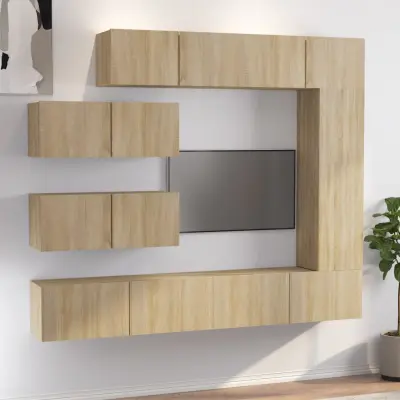 The Living Store Komplet TV omaric 7-delni sonoma hrast inženirski les - Komplet TV Omaric