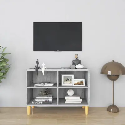 The Living Store TV omarica z lesenimi nogami siva sonoma 69,5x30x50 cm - TV Omarica