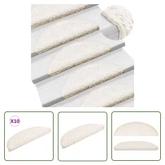 The Living Store Preproge za stopnice 10 kosov 56x17x3 cm bele - Preproga Za Stopnice