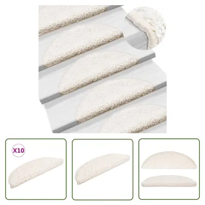 The Living Store Preproge za stopnice 10 kosov 56x17x3 cm bele - Preproga Za Stopnice