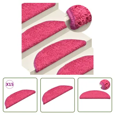 The Living Store Preproge za stopnice 15 kosov roza 56x17x3 cm - Preproga Za Stopnice