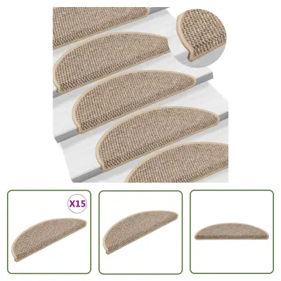 The Living Store Samolepilne preproge za stopnice sisal 15 kosov 56x17x3 cm - Preproga Za Stopnice
