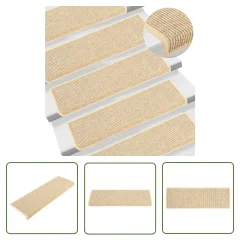 The Living Store Samolepilne preproge za stopnice sisal 15 kosov 65x21x4 cm bež - Preproga Za Stopnice