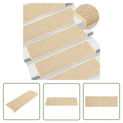 The Living Store Samolepilne preproge za stopnice sisal 15 kosov 65x21x4 cm bež - Preproga Za Stopnice