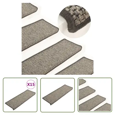 The Living Store Samolepilne preproge za stopnice 15 kosov 65x21x4cm sive in bež - Preproga Za Stopnice