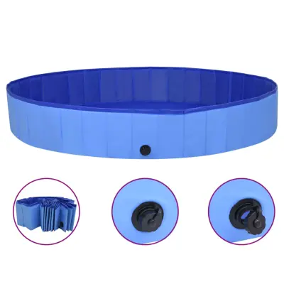 The Living Store Zložljiv bazen za pse moder 200x30 cm PVC - Pasji Plavalni Bazen
