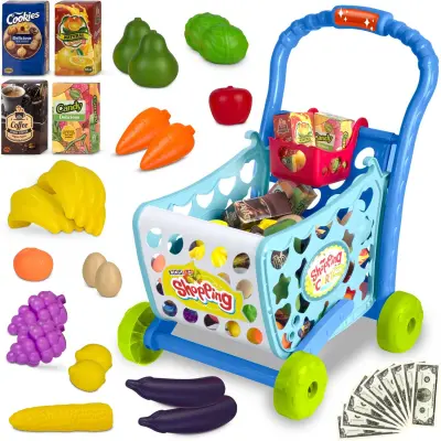 Ricokids Blue Shopping Cart for Kids - Fun and Educational Toy