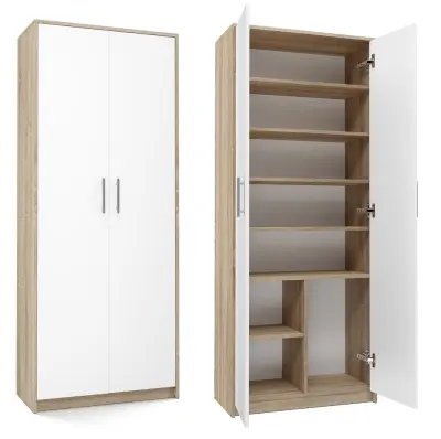 Oliv 2D White Sonoma Bookcase - Modern and Functional Storage Solution