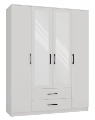 Stylish White Romana Wardrobe 160x205 cm with Mirror for Modern Bedrooms