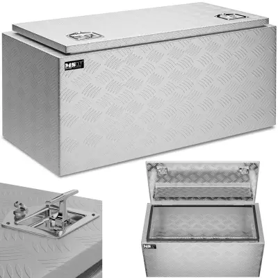 Durable Aluminum Tool Transport Box with Lock, 119L Capacity - 91 x 45 x 44.5 cm