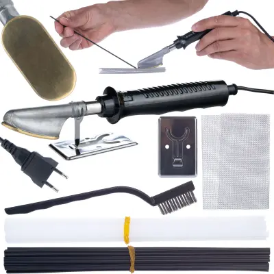 Rosfix Set Lutalnik za Plastiko – Železni Nastavek, 230 mm, 110 cm Kabel, Mrežice in Spojke PP