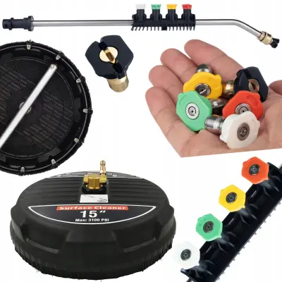 ROSFIX PROFESSIONAL T-RACER 15-PALČNA KRTAČA S 1/4" HITRIM PRIKLJUČKOM + 1/4" UPOGNJENA 15° KOPIJA ZA TLAČNI ČISTILEC S KOMPLETOM 5 ŠOB IN DRŽALOM