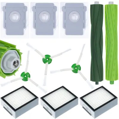 Rosfix Set Nadomestnih Delov za Robotski Sesalnik iRobot Roomba E/I/J – 3 HEPA Filtri, 3 Vrečke, 5 Krtač | CE, RoHS