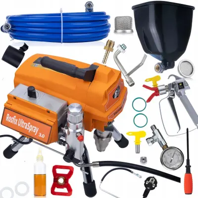 Rosfix Agregat malarski Rosfix Tornado RT4 UltraSpray 3000W 22MPA 3,2L/min + Zbiornik 6L na material/farbo do agregata malarskega tlokovnega Tornado/G
