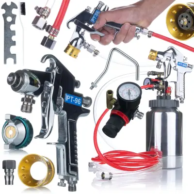 Rosfix Set Visokotlačna Brizgalna Pištola – 2L Rezervoar, 1,4 mm Šoba, 325 l/min, 2 m Cev | Za Kompresor