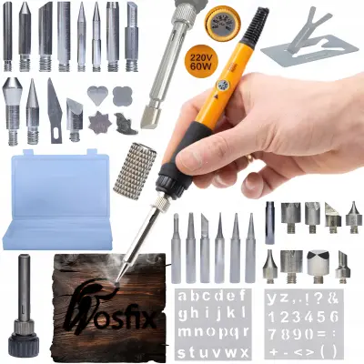 ROSFIX KOMPLET ZA PRECIZNO SPAJKANJE S POTENCIOMETROM ROSFIX ORANGE PITBULL OP60W +30 ELEMENTOV ZA KURJENJE LESA + PLASTIČNA ŠKATLA ZA ORODJE 160X240X