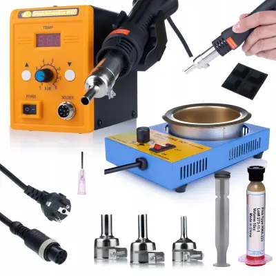 PROFESIONALNA POSTAJA ZA SPAJKANJE Z VROČIM ZRAKOM ROSFIX 858D + LONČEK + TOPILO RMA-223