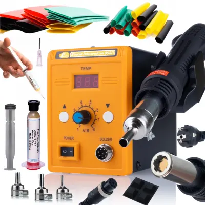 POSTAJA ZA SPAJKANJE HOT-AIR ROSFIX 858D + KOMPLET 3 ŠOB + KOMPLET CEVI 328 KOSOV + TEKOČINA RMA-223