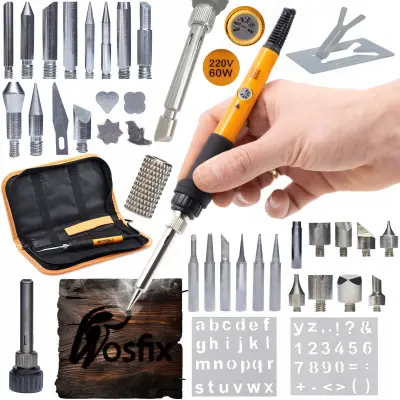ROSFIX KOMPLET ZA PRECIZNO SPAJKANJE Z ROSFIX ORANGE PITBULL OP60W +30 ELEMENTOV ZA LESNO KURJAVO+ORGANIZATOR (SVINČNIK) ZA ORODJE 265X140X50MM