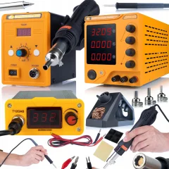 ROSFIX PROTECH TRIO V1 KOMPLET ZA SERVISIRANJE ELEKTRONIKE (POSTAJA Z VROČIM ZRAKOM, NAPAJANJE POSTAJE ZA SPAJKANJE T12)