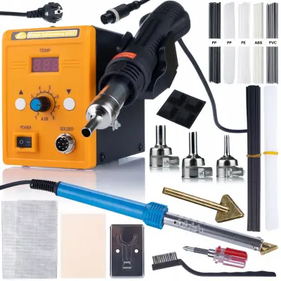 ROSFIX 858D KOMPLET POSTAJE ZA SPAJKANJE Z VROČIM ZRAKOM + BLUE LARK 80W BL80W SPAJKALNIK S KOMPLETOM DODATKOV (PLASTIKA, MREŽICA) + PROWELDER KIT MIN